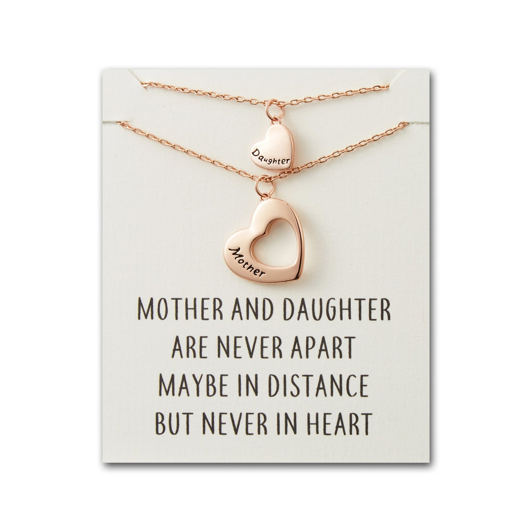 Rose Gold Plated Mother and Daughter Necklace Set with Quote Card - Philip Jones Jewellery