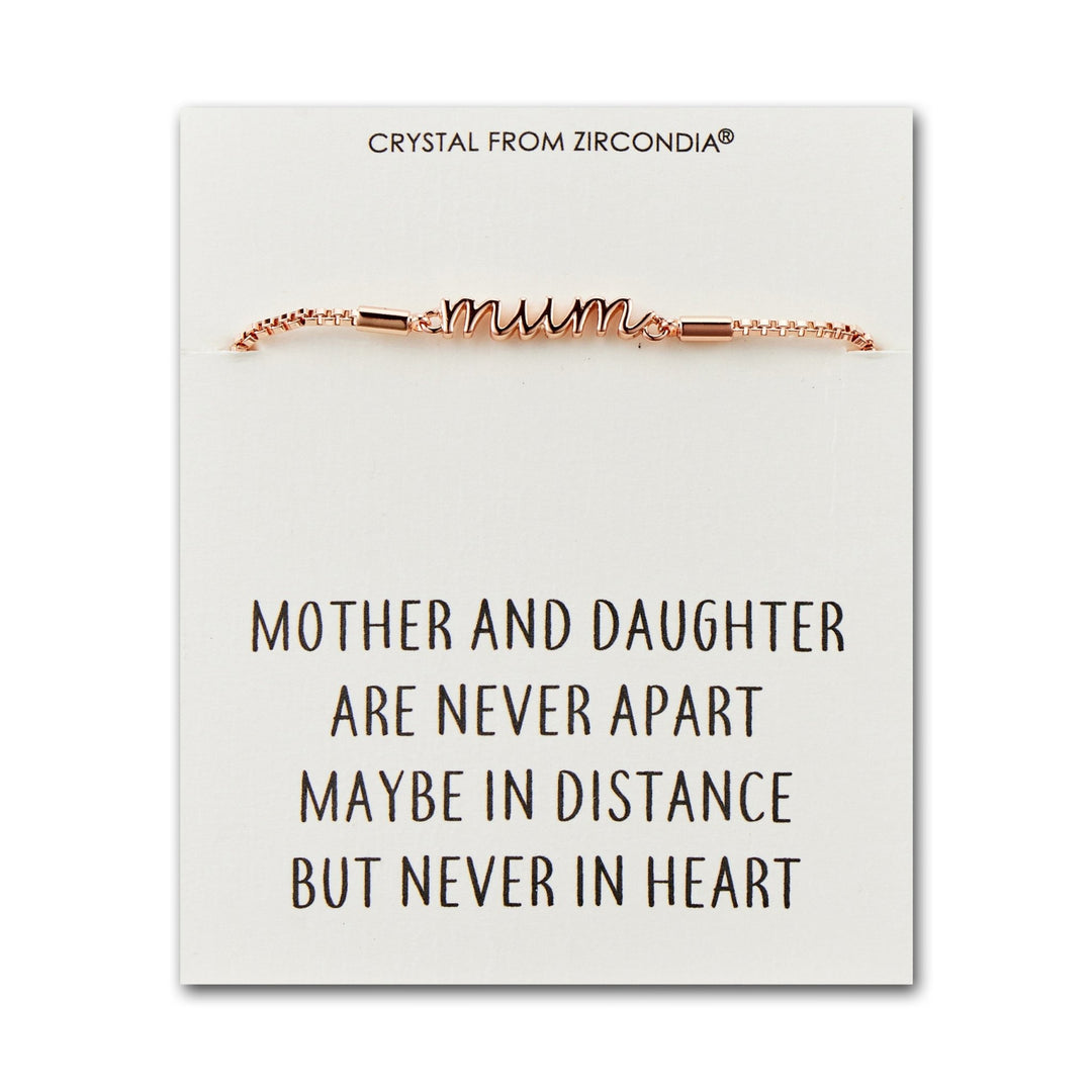 Rose Gold Plated Mother and Daughter Quote Bracelet Created with Zircondia® Crystals - Philip Jones Jewellery