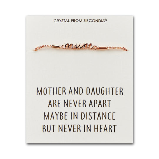 Rose Gold Plated Mother and Daughter Quote Bracelet Created with Zircondia® Crystals - Philip Jones Jewellery