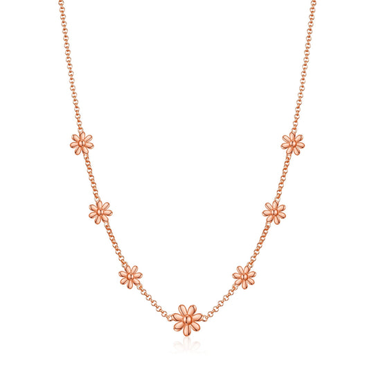 Rose Gold Plated Multi Daisy Necklace - Philip Jones Jewellery