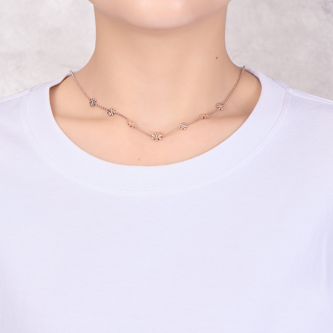 Rose Gold Plated Multi Daisy Necklace - Philip Jones Jewellery