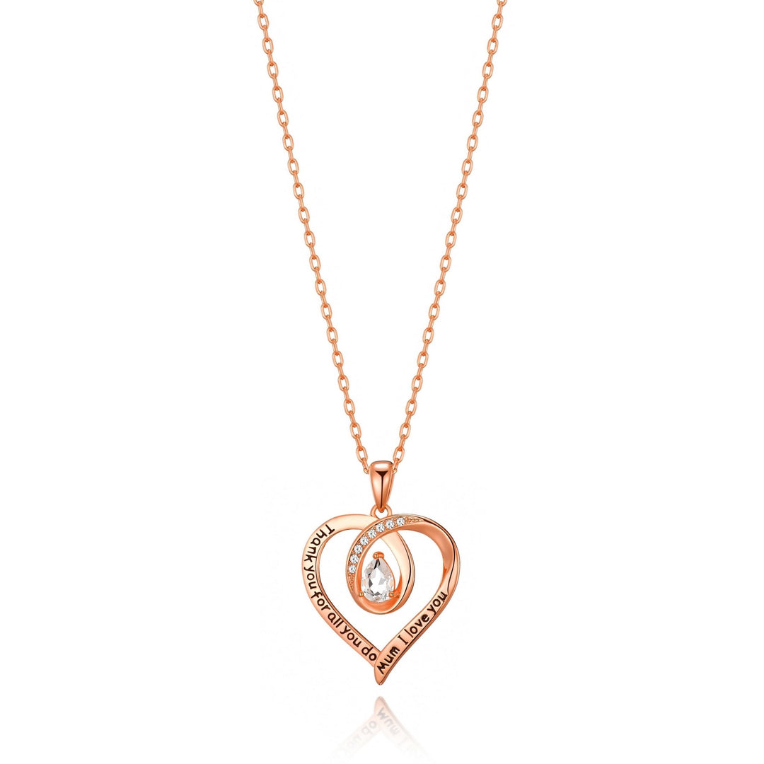 Rose Gold Plated Mum I Love You Quote Necklace Created with Zircondia® Crystals - Philip Jones Jewellery