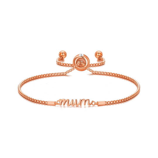 Rose Gold Plated Mum Quote Bracelet Created with Zircondia® Crystals - Philip Jones Jewellery