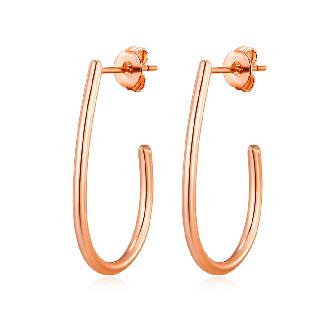 Rose Gold Plated Oval Hoop Earrings - Philip Jones Jewellery