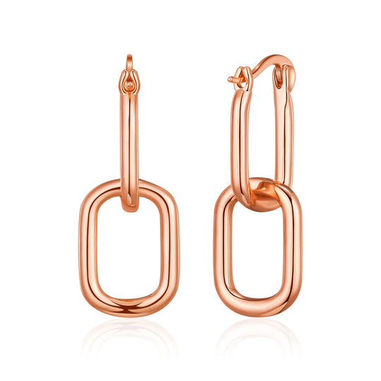 Rose Gold Plated Paperclip Earrings - Philip Jones Jewellery
