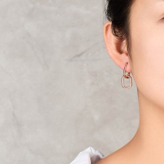 Rose Gold Plated Paperclip Earrings - Philip Jones Jewellery