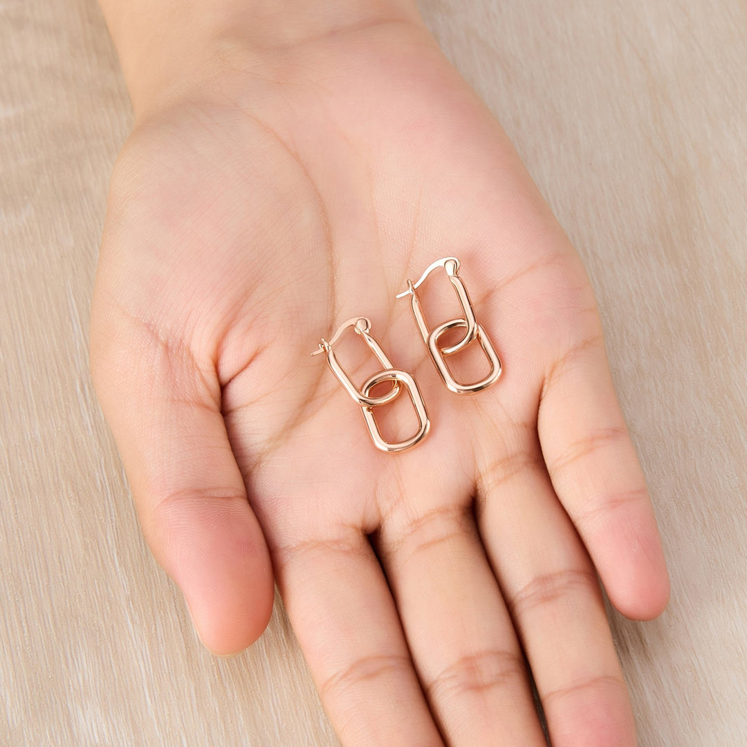 Rose Gold Plated Paperclip Earrings - Philip Jones Jewellery