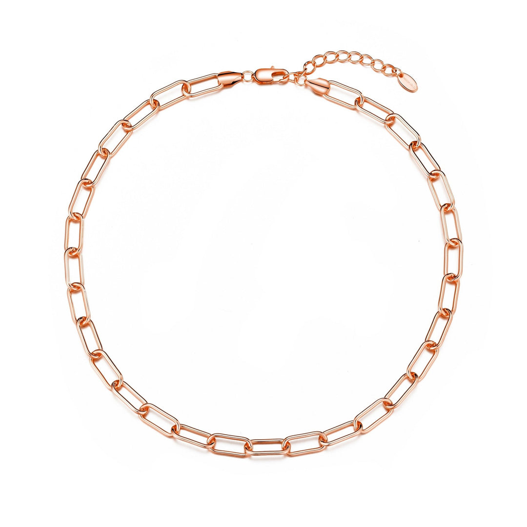 Rose Gold Plated Paperclip Necklace - Philip Jones Jewellery