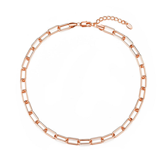 Rose Gold Plated Paperclip Necklace - Philip Jones Jewellery