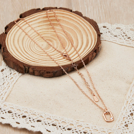 Rose Gold Plated Paperclip Necklace Created with Zircondia® Crystals - Philip Jones Jewellery