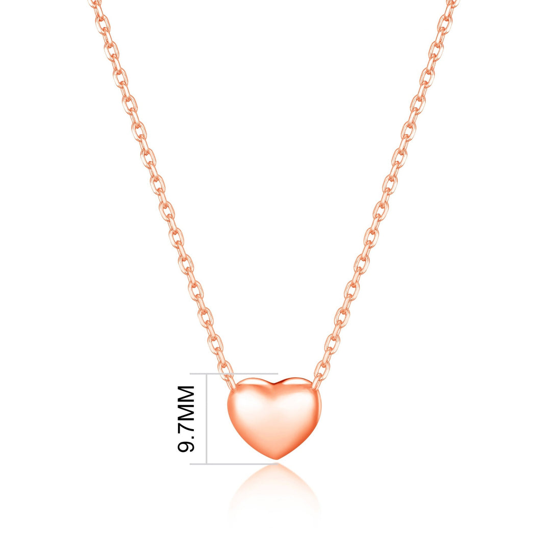 Rose Gold Plated Puffed Heart Necklace - Philip Jones Jewellery