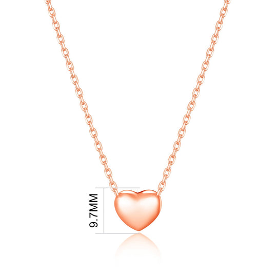 Rose Gold Plated Puffed Heart Necklace - Philip Jones Jewellery
