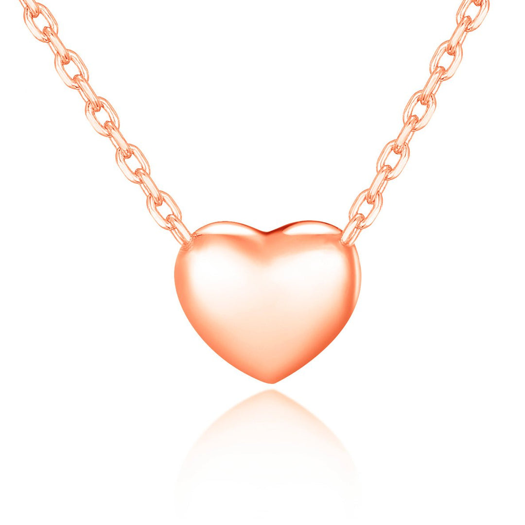 Rose Gold Plated Puffed Heart Necklace - Philip Jones Jewellery