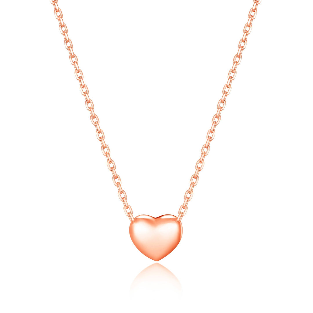 Rose Gold Plated Puffed Heart Necklace - Philip Jones Jewellery