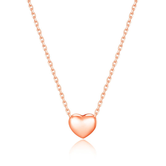 Rose Gold Plated Puffed Heart Necklace - Philip Jones Jewellery