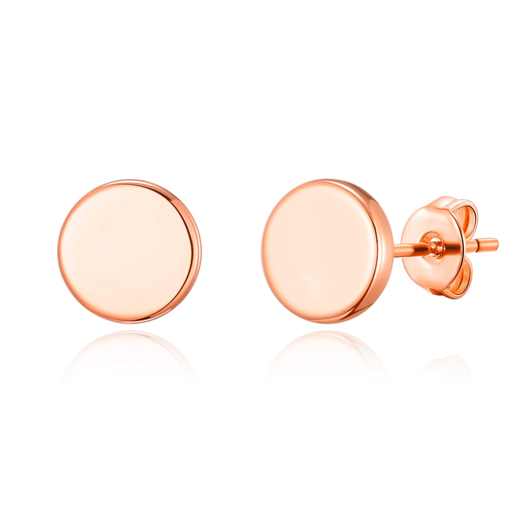 Rose Gold Plated Round Dot Stud Earrings - Philip Jones Jewellery
