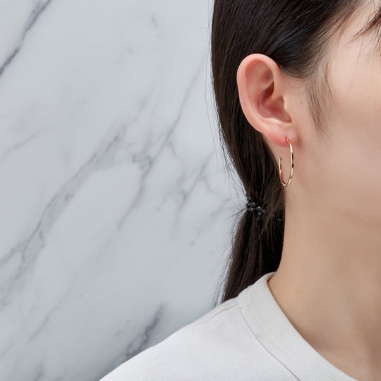 Rose Gold Plated Round Hoop Earrings - Philip Jones Jewellery