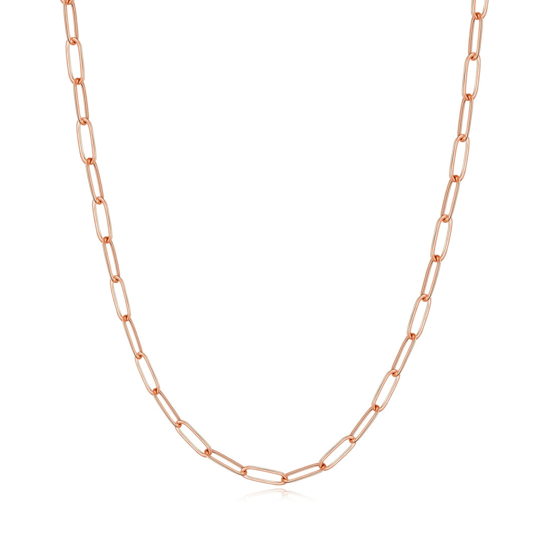 Rose Gold Plated Small Link Paperclip Necklace - Philip Jones Jewellery