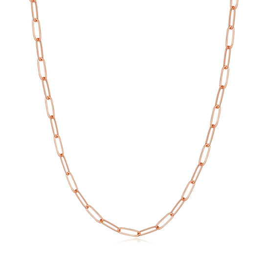 Rose Gold Plated Small Link Paperclip Necklace - Philip Jones Jewellery