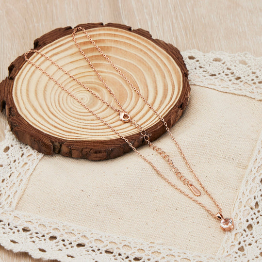 Rose Gold Plated Solitaire Necklace Created with Zircondia® Crystals - Philip Jones Jewellery