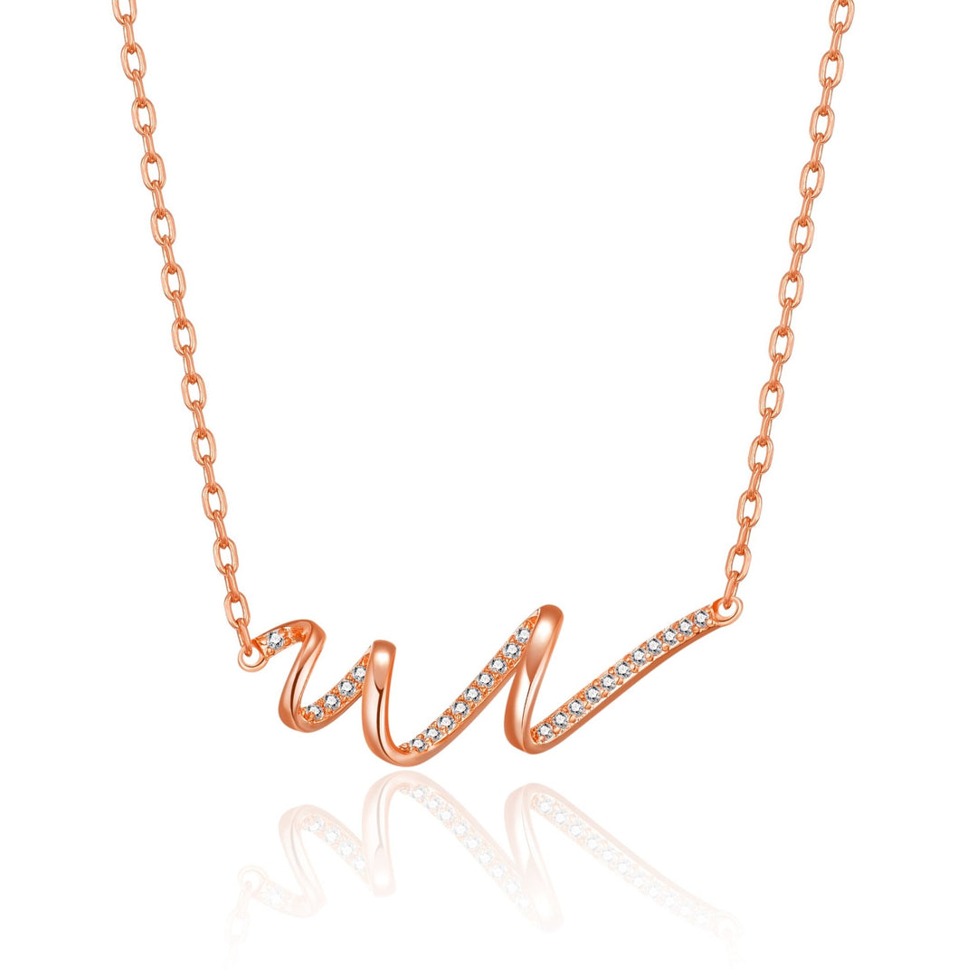 Rose Gold Plated Spiral Necklace Created with Zircondia® Crystals - Philip Jones Jewellery