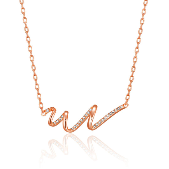 Rose Gold Plated Spiral Necklace Created with Zircondia® Crystals - Philip Jones Jewellery