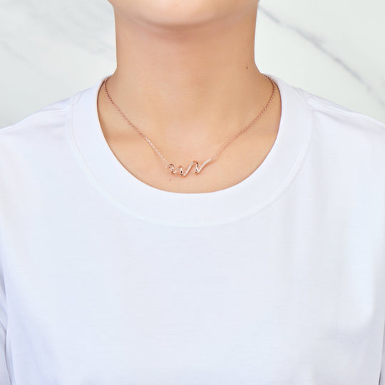 Rose Gold Plated Spiral Necklace Created with Zircondia® Crystals - Philip Jones Jewellery