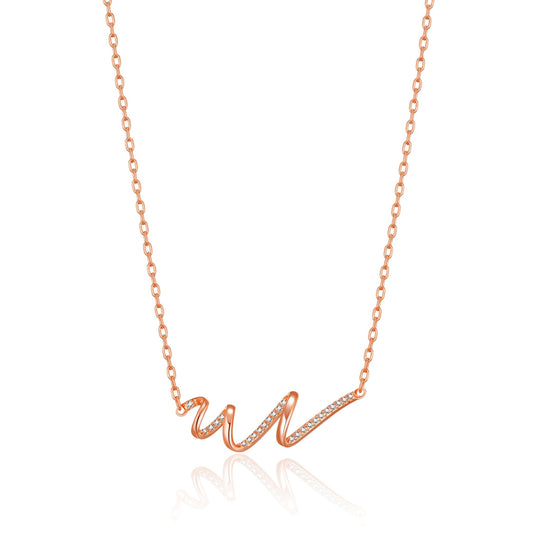Rose Gold Plated Spiral Necklace Created with Zircondia® Crystals - Philip Jones Jewellery