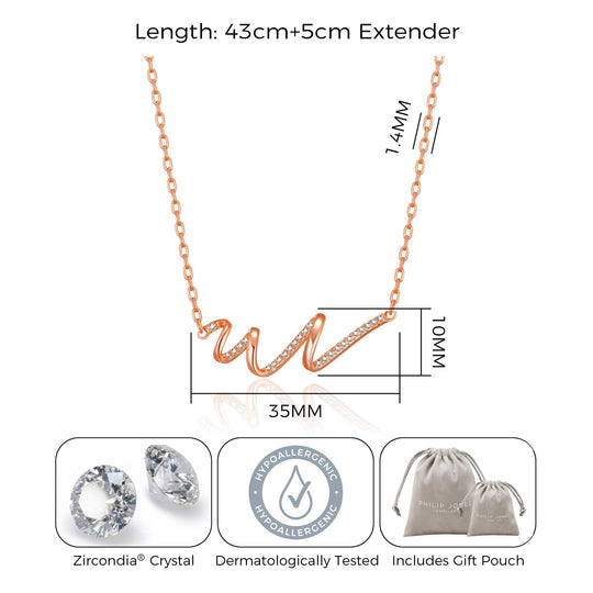 Rose Gold Plated Spiral Necklace Created with Zircondia® Crystals - Philip Jones Jewellery