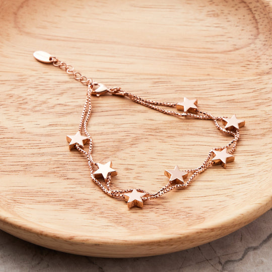 Rose Gold Plated Star Bracelet - Philip Jones Jewellery