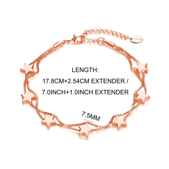 Rose Gold Plated Star Bracelet - Philip Jones Jewellery
