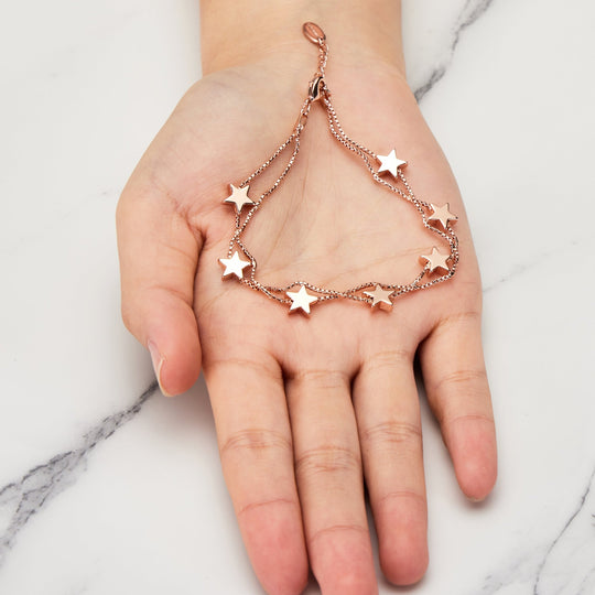 Rose Gold Plated Star Bracelet - Philip Jones Jewellery