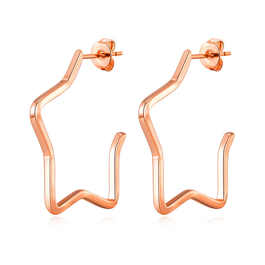 Rose Gold Plated Star Hoop Earrings - Philip Jones Jewellery