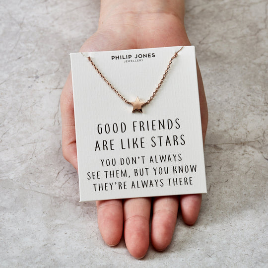Rose Gold Plated Star Necklace with Quote Card - Philip Jones Jewellery