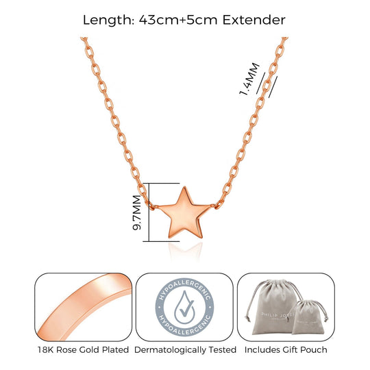 Rose Gold Plated Star Necklace with Quote Card - Philip Jones Jewellery
