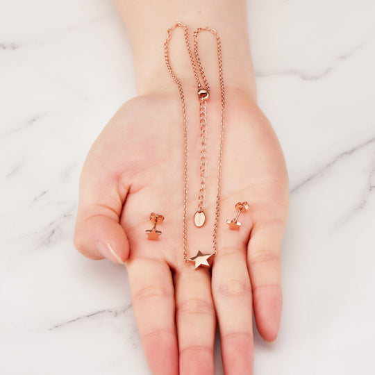 Rose Gold Plated Star Set - Philip Jones Jewellery