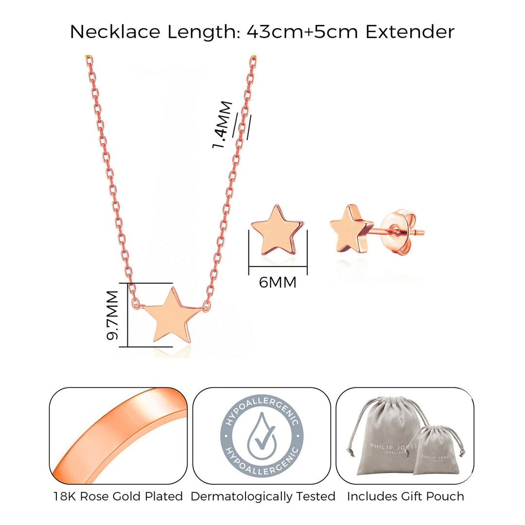 Rose Gold Plated Star Set - Philip Jones Jewellery