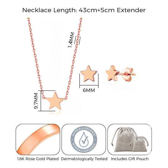 Rose Gold Plated Star Set - Philip Jones Jewellery