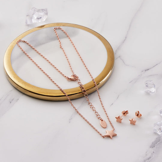 Rose Gold Plated Star Set - Philip Jones Jewellery