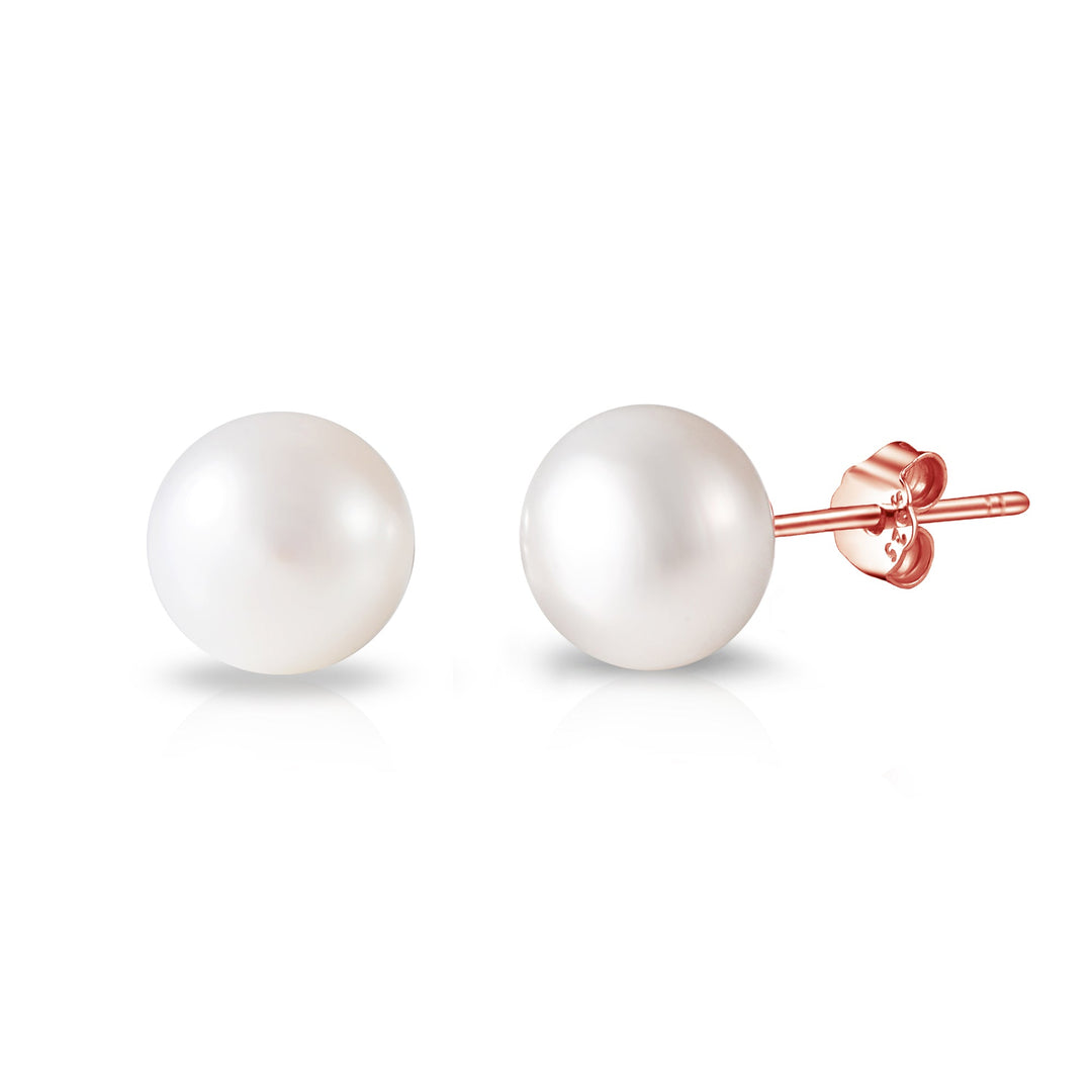 Rose Gold Plated Sterling Silver Pearl Earrings - Philip Jones Jewellery