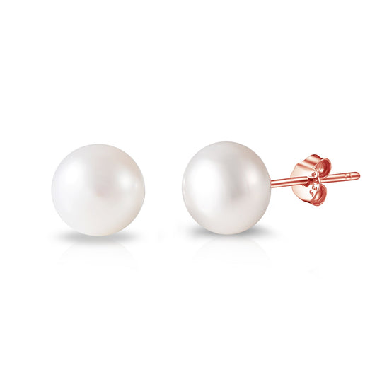 Rose Gold Plated Sterling Silver Pearl Earrings - Philip Jones Jewellery