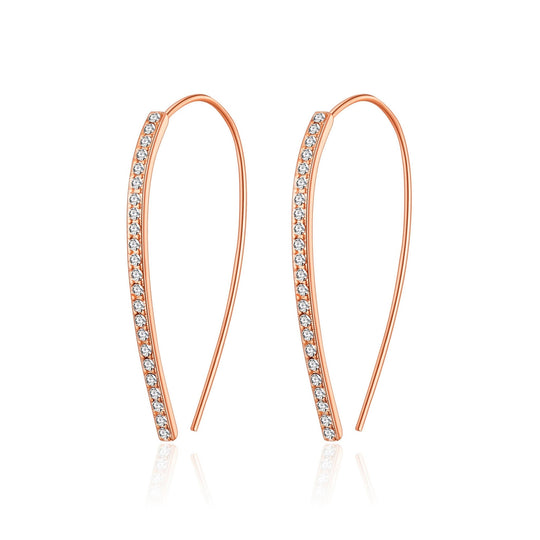 Rose Gold Plated Thread Earrings Created with Zircondia® Crystals - Philip Jones Jewellery
