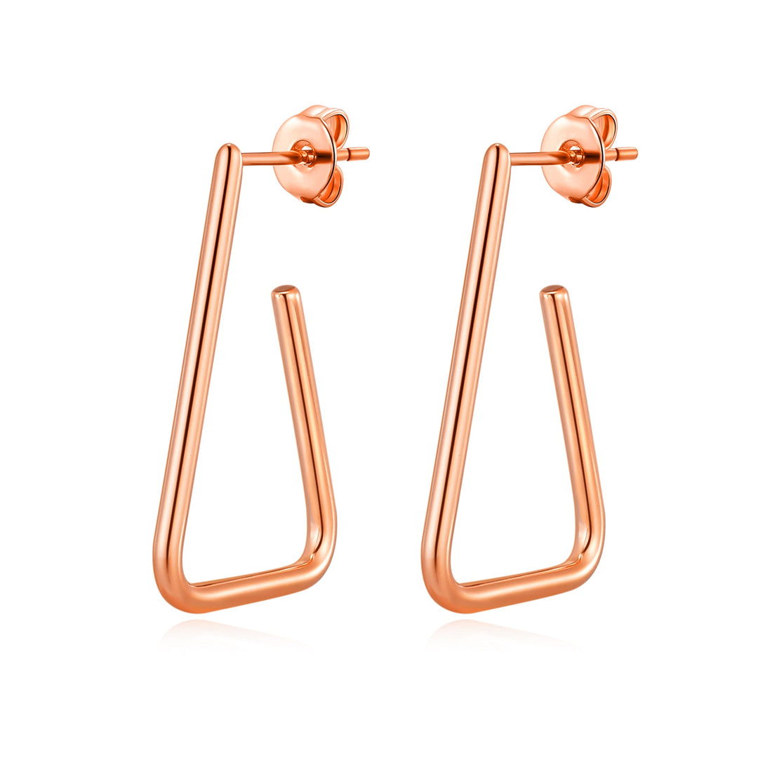 Rose Gold Plated Triangle Hoop Earrings - Philip Jones Jewellery