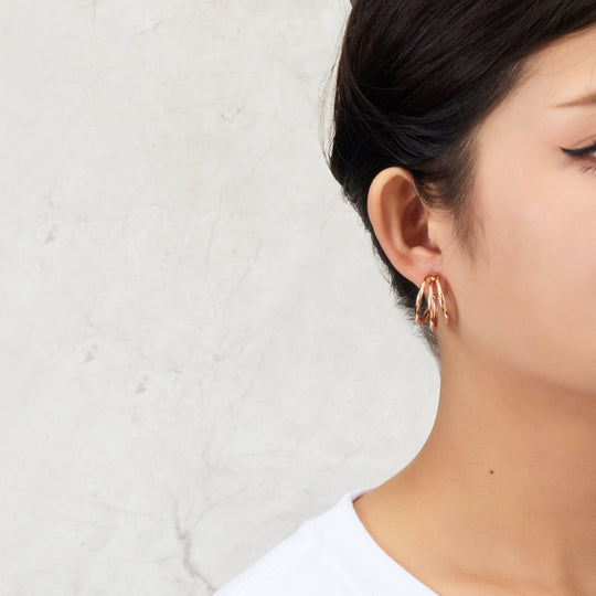 Rose Gold Plated Triple Illusion Hoop Earrings - Philip Jones Jewellery