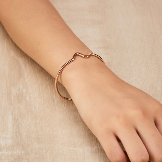 Rose Gold Plated Wave Cuff Bangle - Philip Jones Jewellery