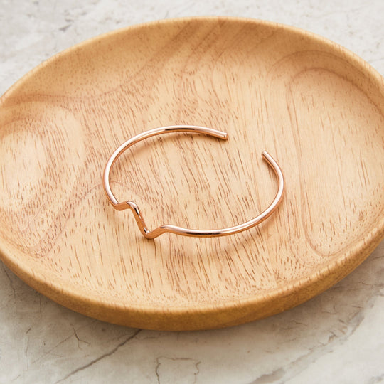 Rose Gold Plated Wave Cuff Bangle - Philip Jones Jewellery