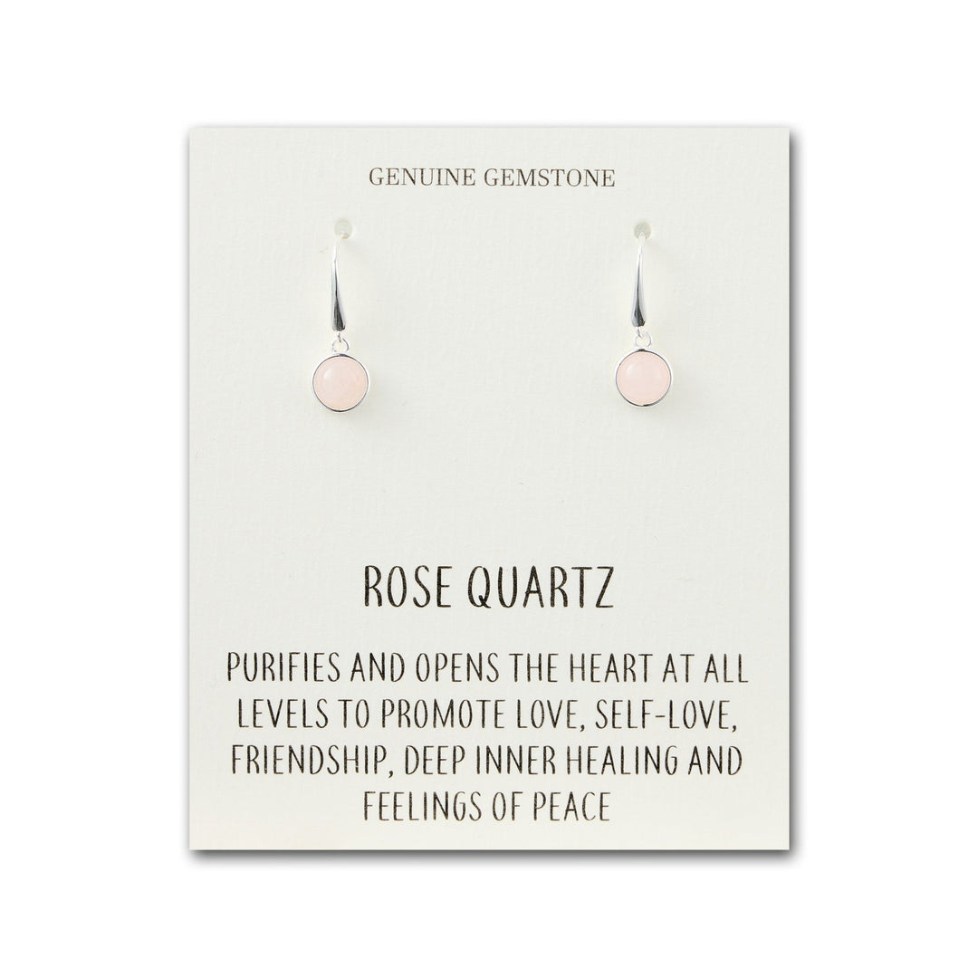 Rose Quartz Drop Earrings with Quote Card - Philip Jones Jewellery