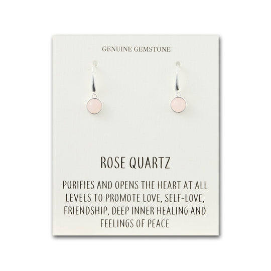 Rose Quartz Drop Earrings with Quote Card - Philip Jones Jewellery