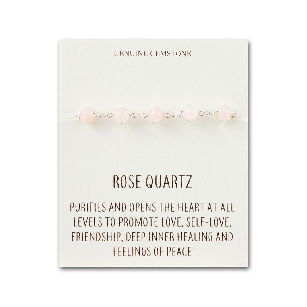 Rose Quartz Gemstone Bracelet with Quote Card - Philip Jones Jewellery