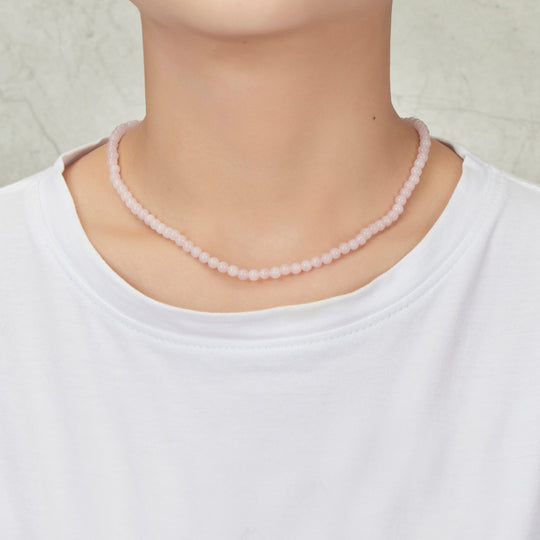 Rose Quartz Mini Beaded Gemstone Necklace - Philip Jones Jewellery
